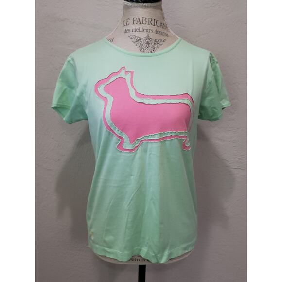 Ralph Lauren Lime Green & Pink Llama Stitched Short Sleeve Crew Neck Shirt Top - Picture 6 of 6